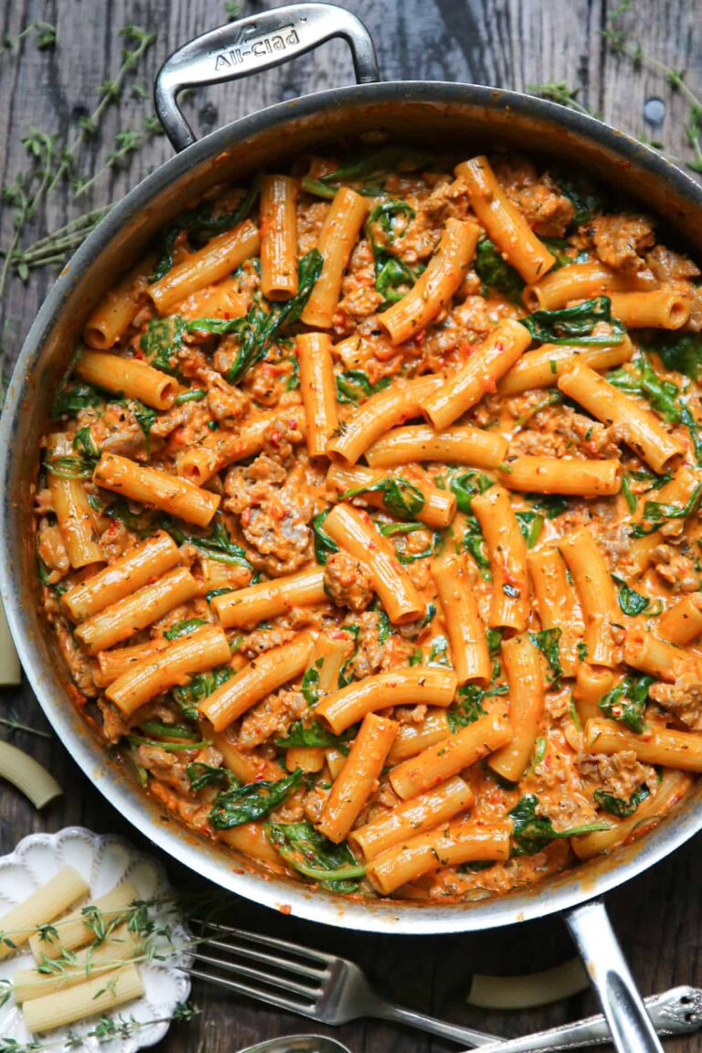 creamy sausage rigatoni